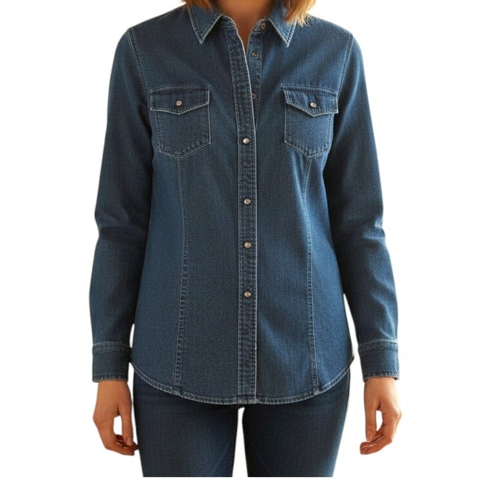 Harold's Denim Button Up Shirt Women's Large Long Sleeve Classic Western‎ Look